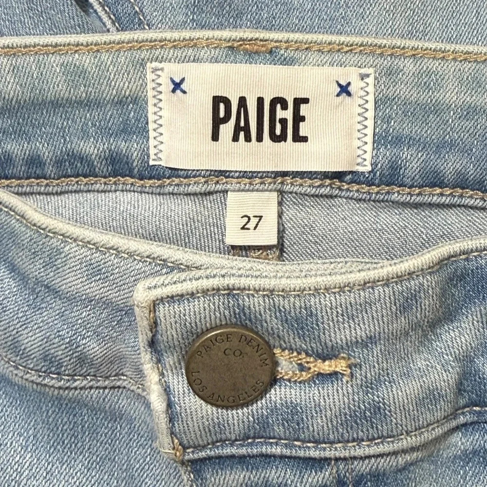 Paige Jax Knee Cut Off‎ Short Niana Destructed Light Wash Denim Size 4 (27)
